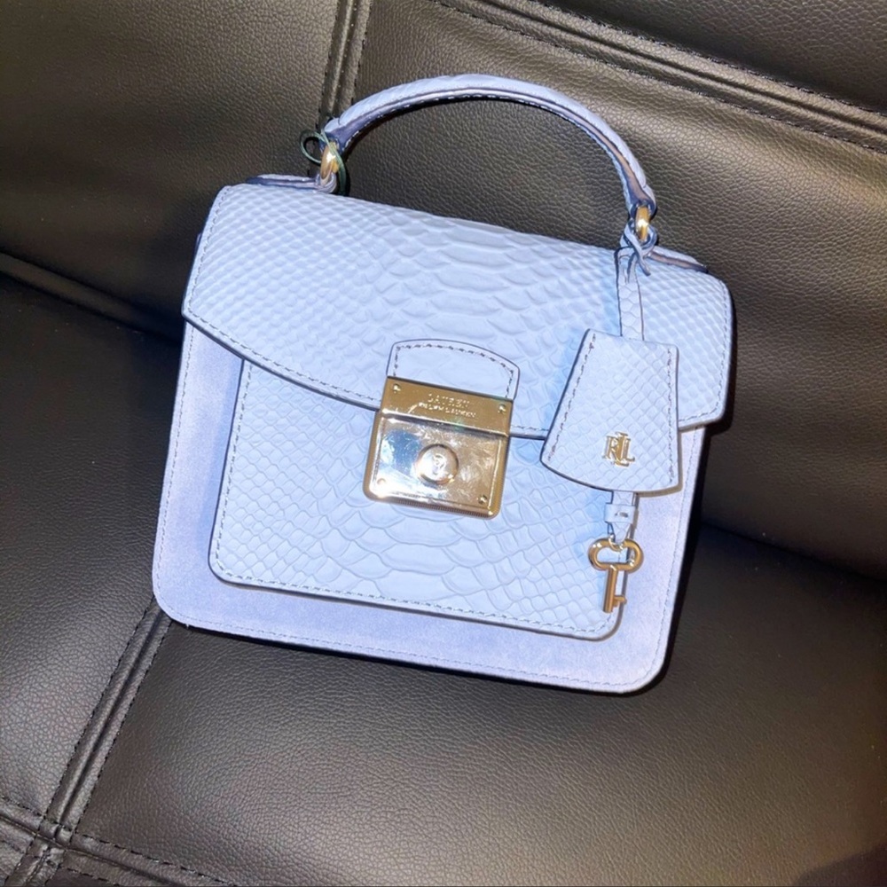 USED ONCE LRL SUEDE & PYTHON LEATHER BECKETT SATCHEL